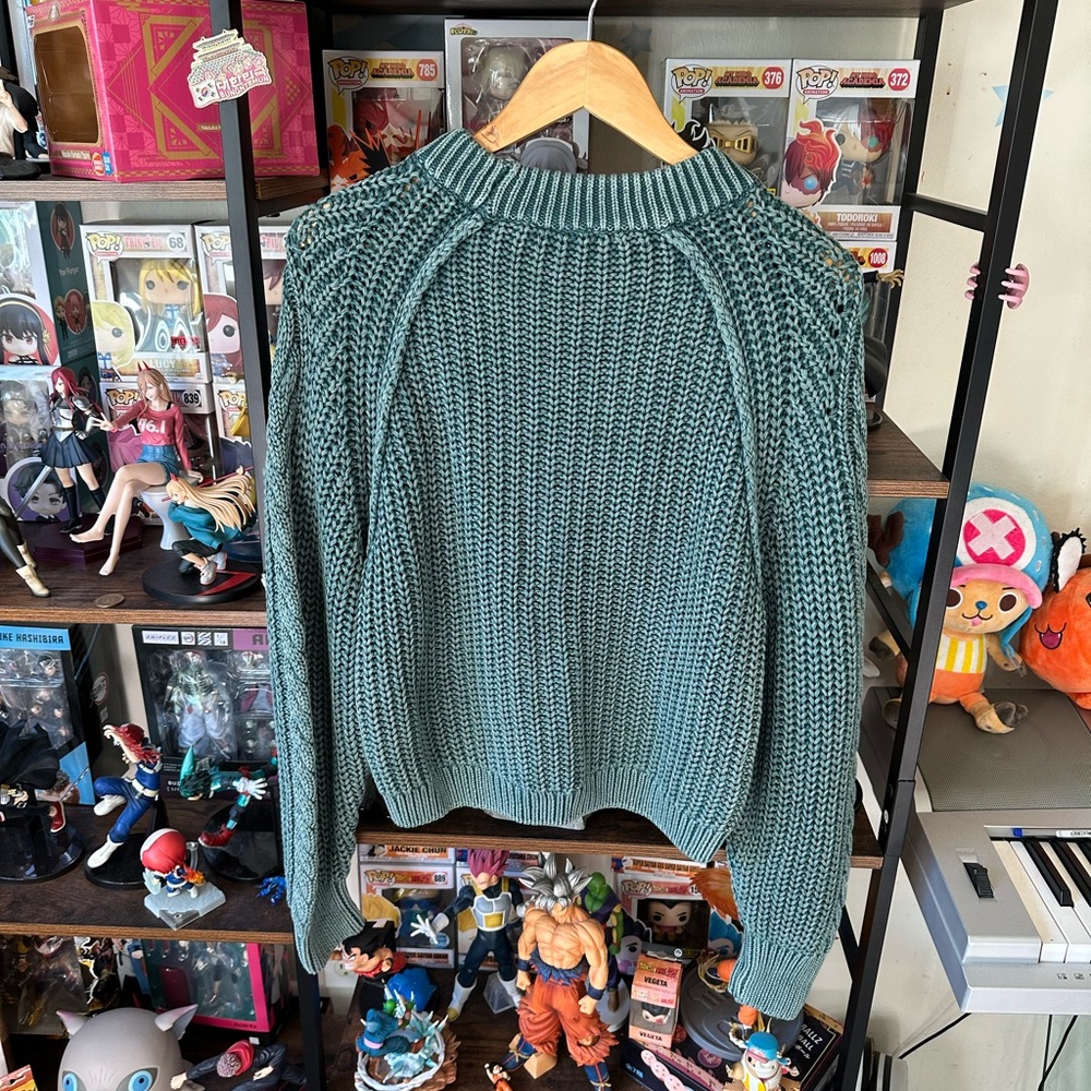 Free People Chunky Knit Sweater Teal Women’s XS Oversized - Picture 3 of 6